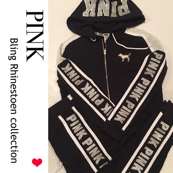 PINK Victoria's Secret Jackets & Blazers - VS PINK BLING Rhinestone Perfect hoodie & pant set
